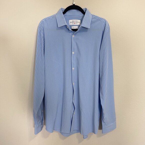 1034 Mizzen + Main Extra Large Trim Fir Button Up Color Blue White - Picture 1 of 4